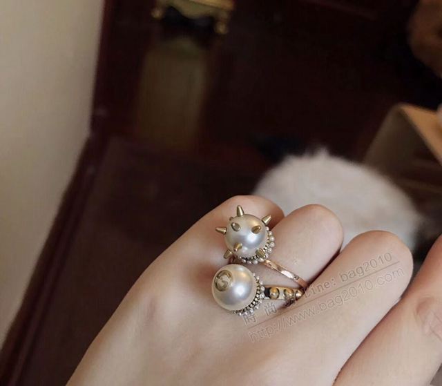 GUCCi飾品 古馳女戒指 Gucci時尚 柳丁珍珠 開口戒指  zgbq1203